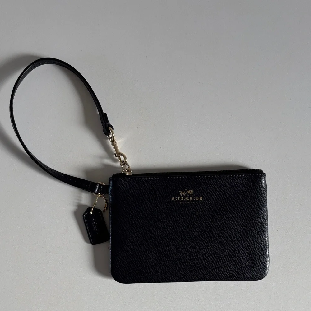 Coach Navy Blue Leather Corner Wristlet